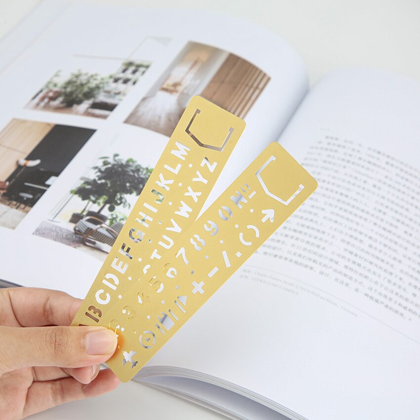 Szablonów linijka mosiądz angielskiego alfabetu szablony i cyfry arabskie szablony z symboli robić rysowania, zakładki 13x3 cm