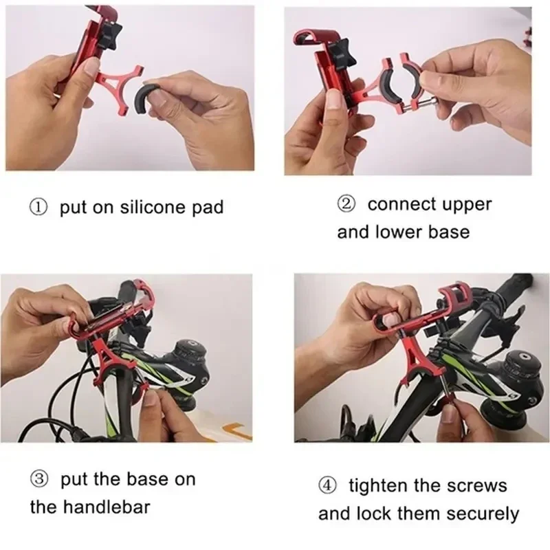 Obrót o 360 stopni metalowy uchwyt na telefon rowerowy do motocykla stop aluminium wspornik antypoślizgowy wsparcie klips GPS stojak na telefon rowerowy dla iPhone'a