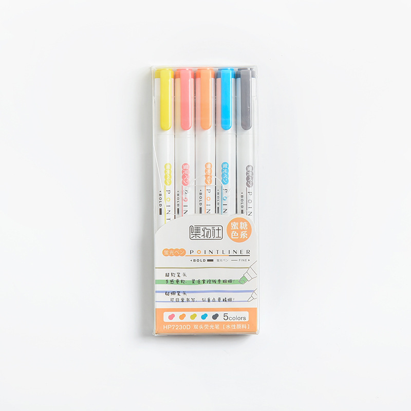 25 Kleuren Mildliner Markeerstift Dubbele Hoofd Leuke Mark Pen Set Art Supplies Pastel Marker Pennen Student School Kantoorbenodigdheden: 5 colors D