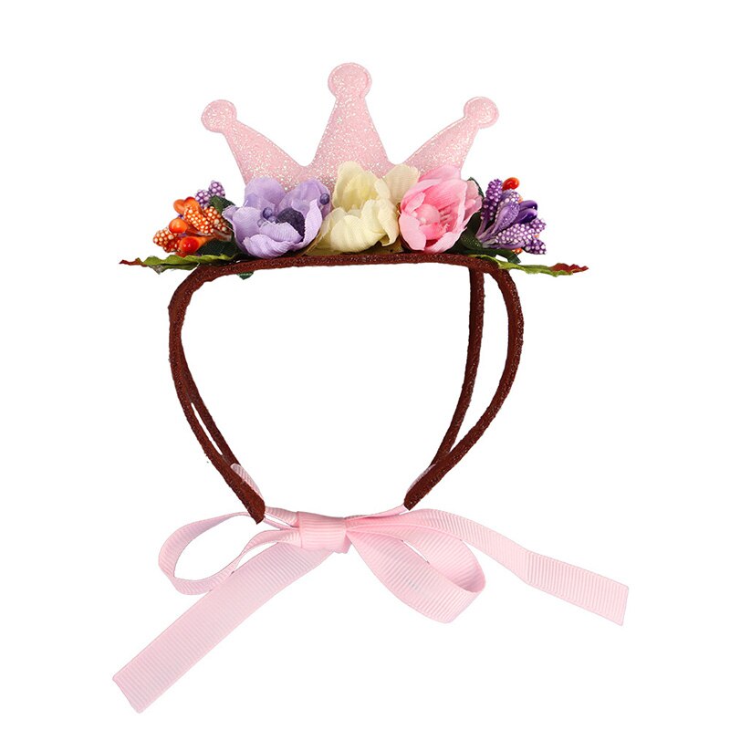 Tocado navideño para perro de Gato, variedad de sombreros de Noche de Brujas, sombreros para mascotas, diadema con anillo de flores de simulación, accesorios para perros