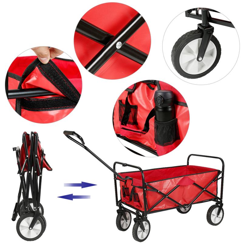 4 Wielen Opvouwbare Tuin Trolley Winkelwagen Tool Handkar Rode Vouwen Vervoer Metalen Stalen Trolley Tuin Outdoor Kar Hand Truck Hwc