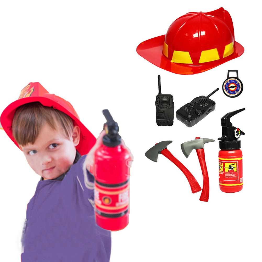 Vier Soorten Brandweerman Kids Simulatie Kostuums Pak Voor Meisje Jongen Party Uniformen Set Speelgoed Firefighter Grappige Verstelbare Hoed