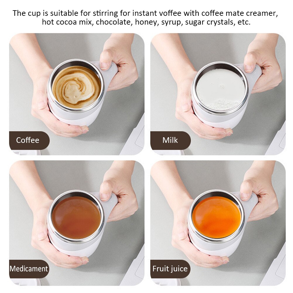 Self Stirring Mug Office Magnetic Battery Operated Smart Stainless Steel Insulated Cocoa Mocha Drink Mixer Coffee Cup
