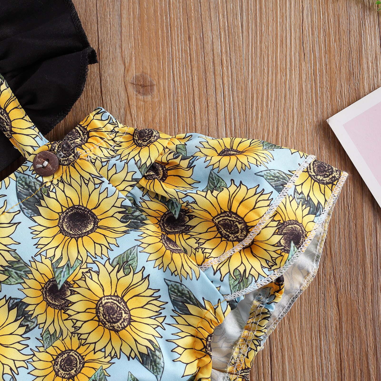 Focusnm 0-24m bebê recém-nascido meninas meninos bodysuits sunflowers impressão babados manga curta sem costas macacões bandana