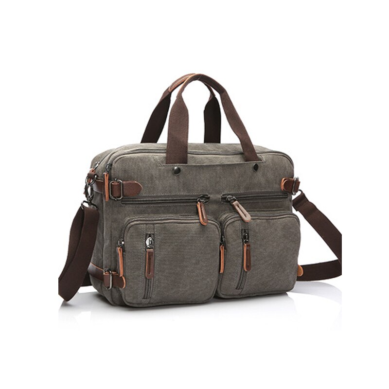 Casual canvas business aktetas multifunctionele handtas herenrugzak schoudertas crossbody 17 inch laptop ipad reiskoffer: L grijs