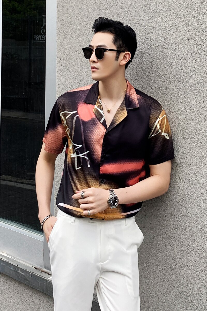 Summer Men Shirt Short Sleeve Plus Size Loose Casual Shirts For Men All Match Streetwear Blouse Men Clothing 2XL-M