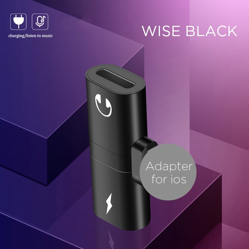 Doppio Jack Cavo a forma di T Smartphone Accessori Adattatore per Cuffie su iPhone 7 8 11 X XS per il sistema ios 13 12 Convertitore auricolare: nero