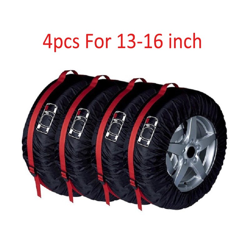 Cubiertas plegables de repuesto para neumáticos, fundas de almacenamiento de protección, bolsas de mano, cubierta de rueda para coche, camión todoterreno: 4PCS Red S
