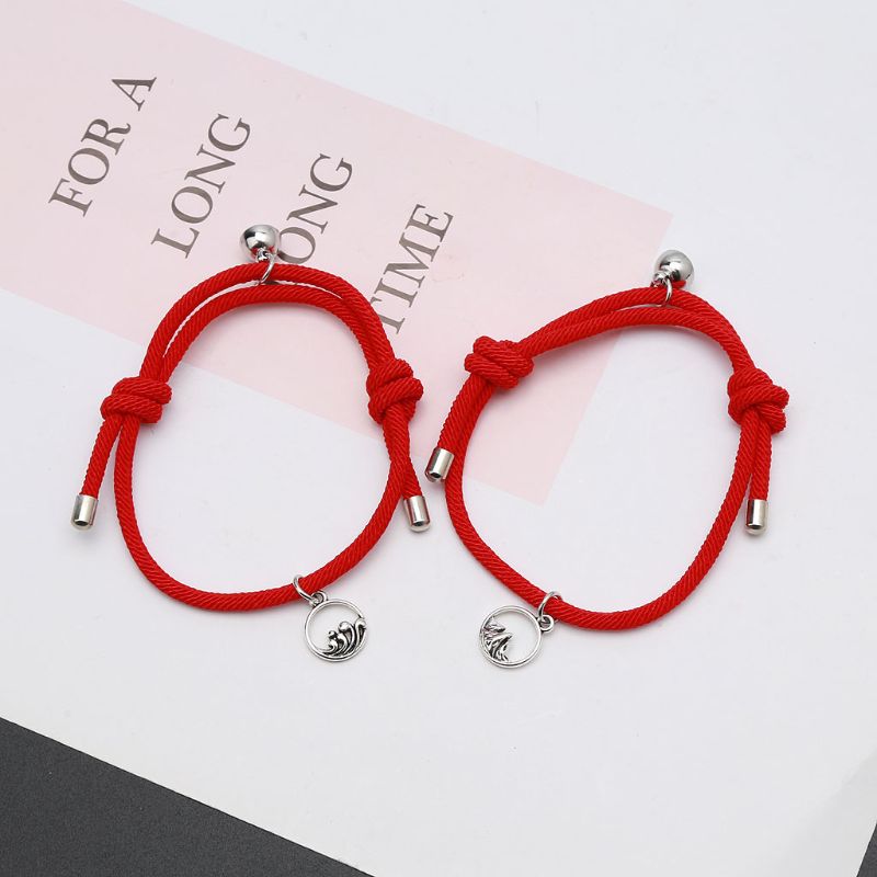 2Pcs Minimalistische Liefhebbers Bijpassende Vriendschap Armband Touw Hand Gevlochten Paar Magnetische Afstand Armband Kit Minnaar Sieraden