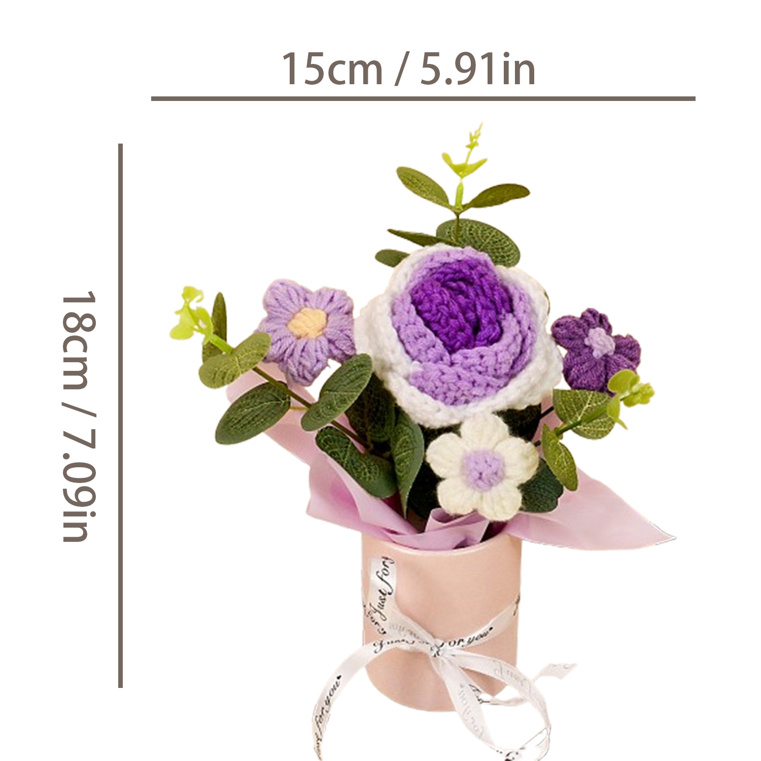 Ramos de flores de ganchillo hechos a mano, tela tejida de ganchillo, ramo de rosas y girasoles, decoración del hogar y para mujer, esposa, mamá, 1 ud.
