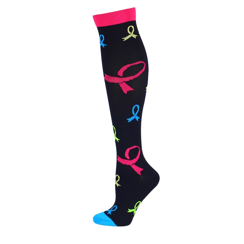 Kvinde sokker sports stretch kompressionsstrømper sygeplejerske leggings høj lang tube løbe kompressionsstrømper lilla strømper: Bue knude / Sm