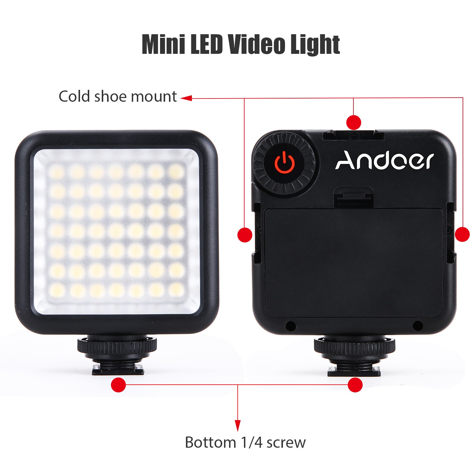 Andoer Kit Video Rig per Smartphone con gabbia per Smartphone con 3 supporti per scarpe fredde + Mini luci Video a LED + microfono con supporto antiurto