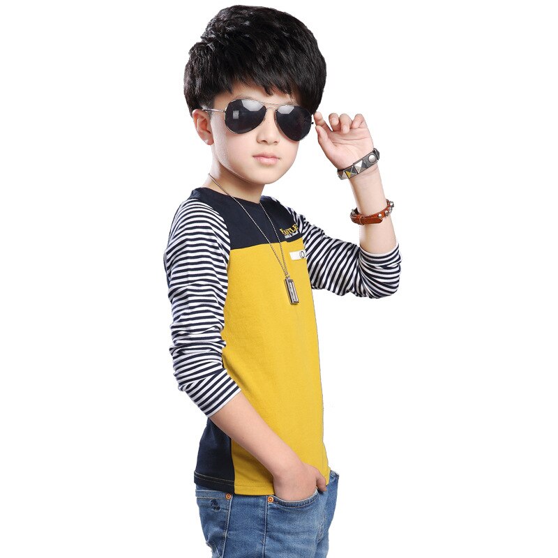 arrivé 100% coton t-shirts rayé à manches longues vêtements garçon enfants hauts o-cou t-shirt t-shirts enfants vêtements d'été
