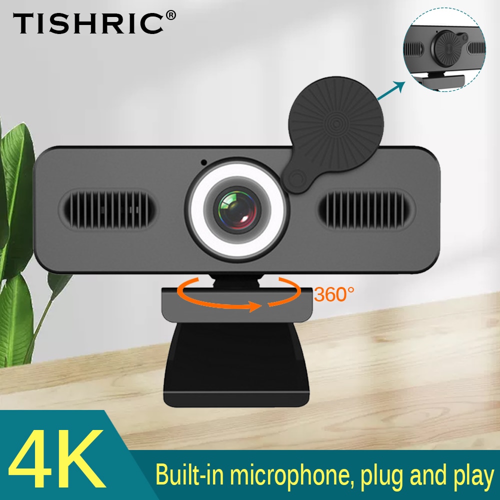 Tishric Webcam 4K Web Cam Full Hd Webcam 2K Usb Camera Computer Pc Camera Web Camera Met Microfoon 1080P Webcam Met Beugel