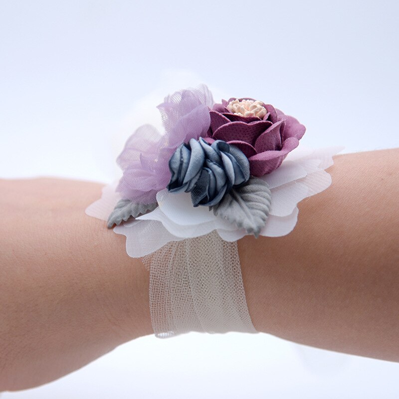 JaneVini-ramillete de flores artificiales para boda, nupcial, flor de muñeca, banda de muñeca de hoja, pulsera de dama de honor de novia, Demoiselle D'honneur