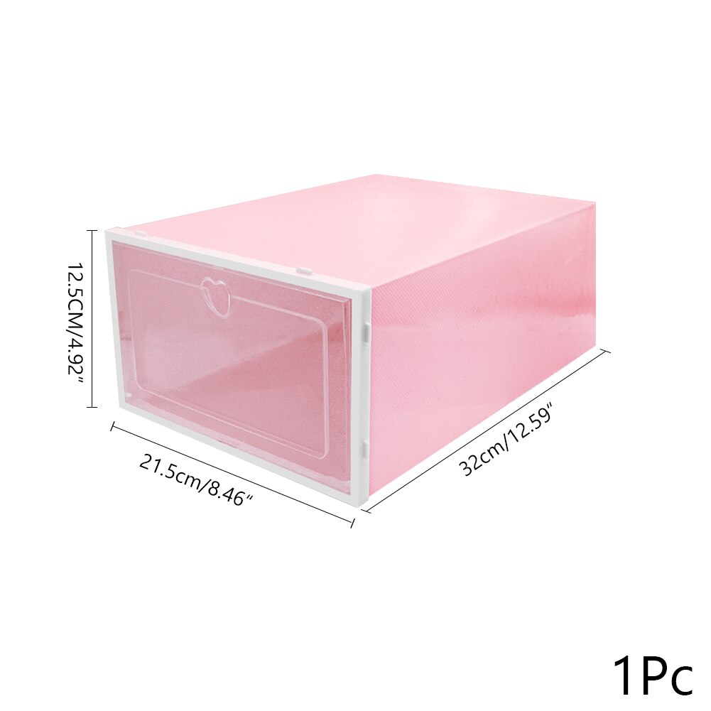 1Pc Opvouwbare Clear Schoenen Opbergdoos Schoenendoos Lade Organizer Huishoudelijke Diy Schoenendoos Lade Divider Thuis Opslag Stapelen: 32x21.5x12.5cm pink