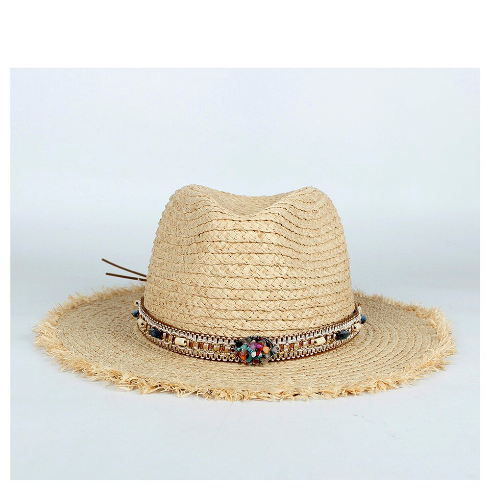 Japan raffia halm sommer kvinder rejser strand solhat dame bohemia bred skygge panama solhat solhat str. 56-58cm