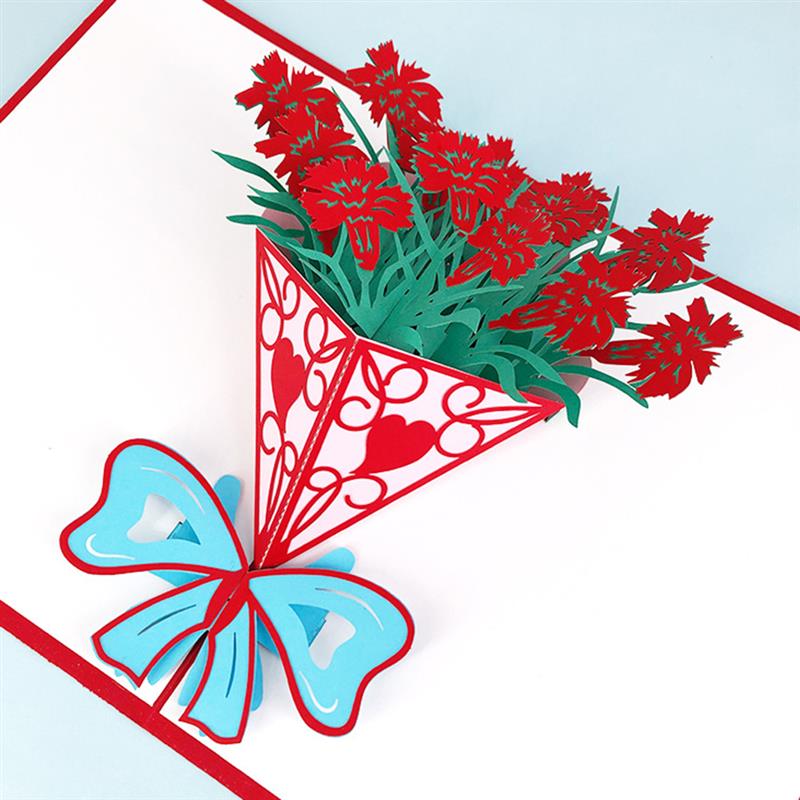 Pop Up Card 3D Greetings Card Handmade Bouquet Birthday Anniversaries Flower Thank You Card for Wife Moms