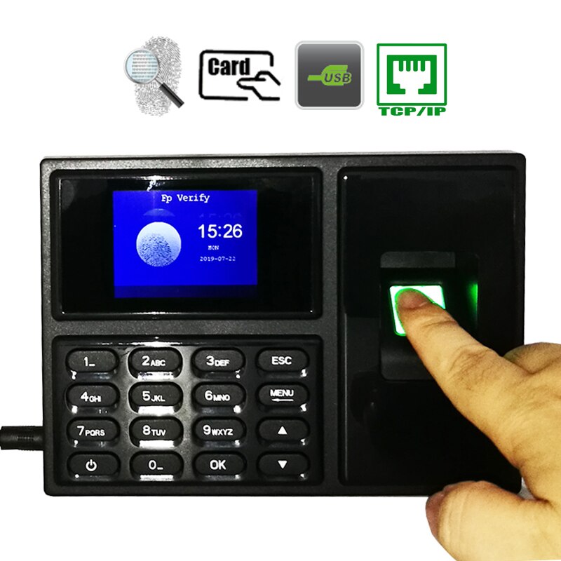 Fremmøde-system tidsur biometrisk tcp / ip fingeraftryksenhed medarbejder-optager med kortlæser