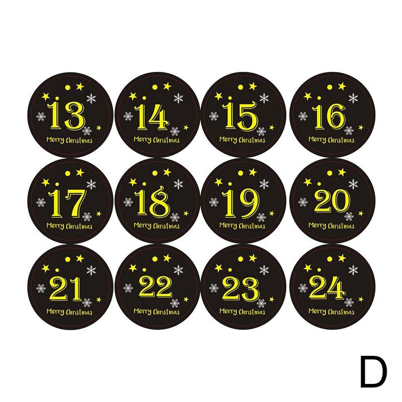 Number Paper Stickers Merry Christmas Stickers Advent Multi-Function DIY Supply Calendar Decor Labels Packaging V2B6: d