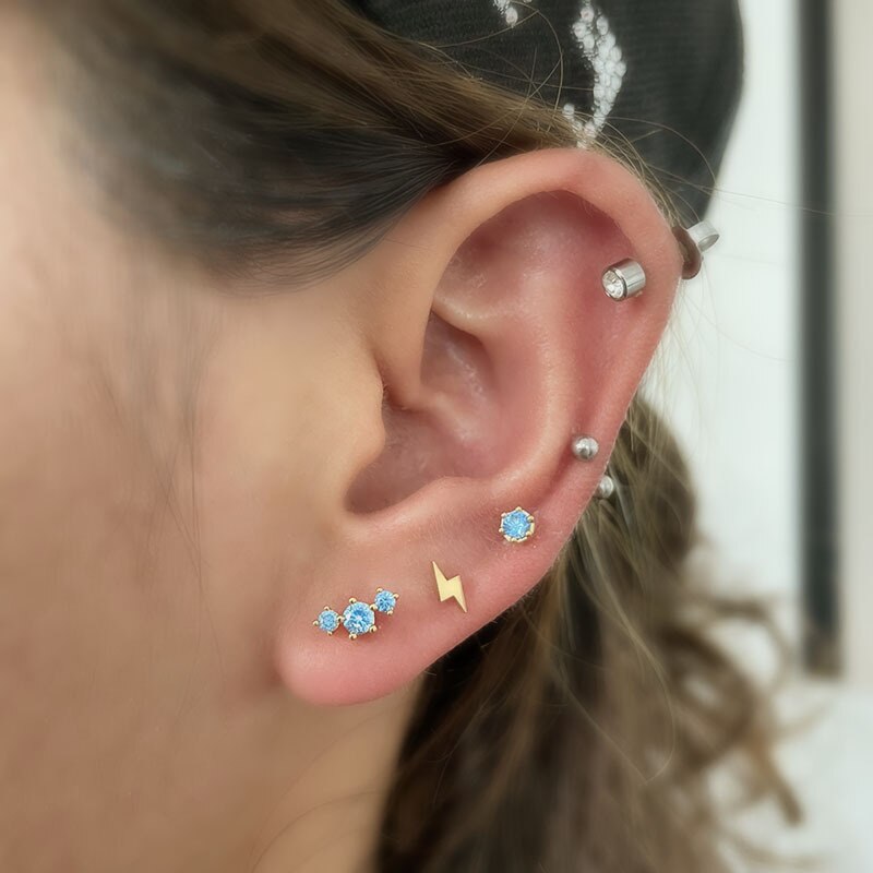 1 stück durchbohren Edelstahl Zucht Eearing für Frauen Trend Schmuck Mini Frühjahr Neue Farbe Zirkon Ohrring Bolzen für Mädchen