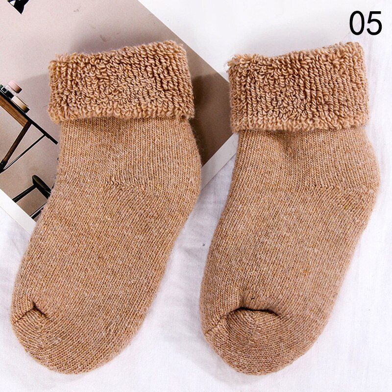 Moda wełniane grube skarpetki dziecięce dla dzieci zimowe miękkie ciepłe skarpetki dla dzieci 0-7 lat chłopcy dziewczęta termiczne podłogi elastyczne skarpety: 5 / 4-7 Years