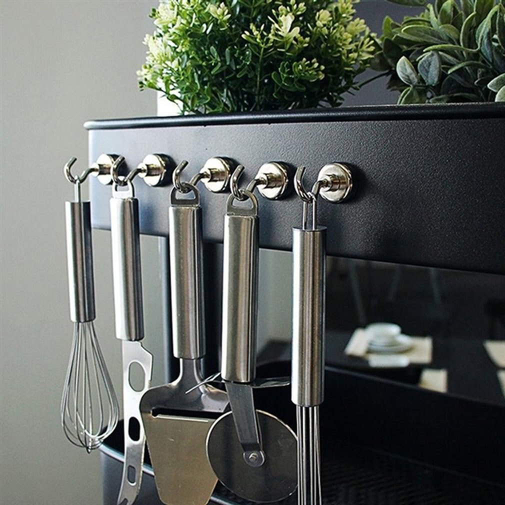 Magnetic Hooks Powerful Magnetic Hook Holder Wall Suction Hook Bracket Hardware Magnetic Tool Silver