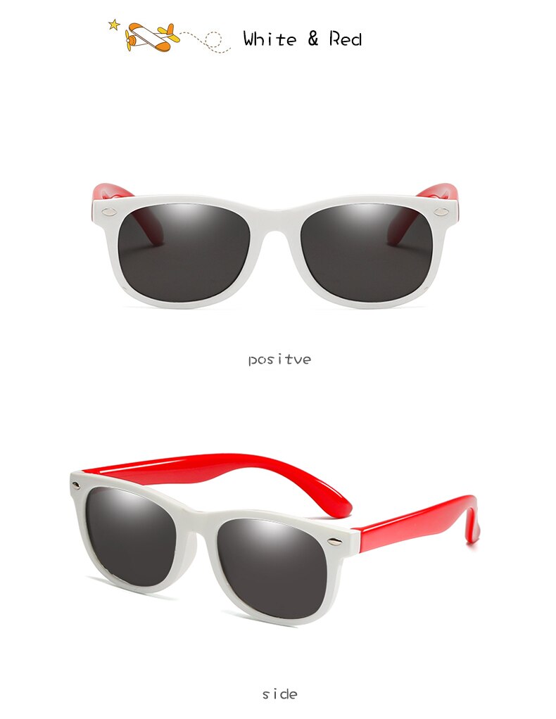 Lange Keeper Gepolariseerde Kids Zonnebril Jongens Meisjes Baby Baby Mode Zonnebril 100% UV400 Brillen Kind Shades Gafas Infantil: white red