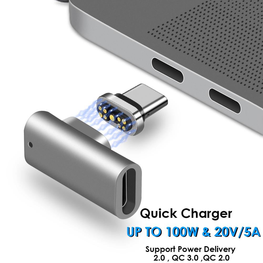 Magnetisk usb c adapter 9 ben 20 ben 24 ben type c stik usb  pd 100w hurtig opladning 10 gbp/s data for mere type c enhed: 9 ben