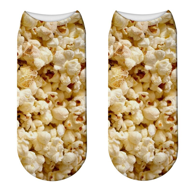 nourriture frites imprimer 3D chaussettes femmes Kawaii drôle pop-corn chaussettes courtes Licorne enfants filles mignon pommes de terre Chips Calcetines chaussette