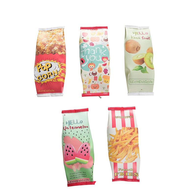 Schattige pu leren etui's watermeloen kiwi etui fruit kantoorbenodigdheden kassa schoolbenodigdheden kinderen