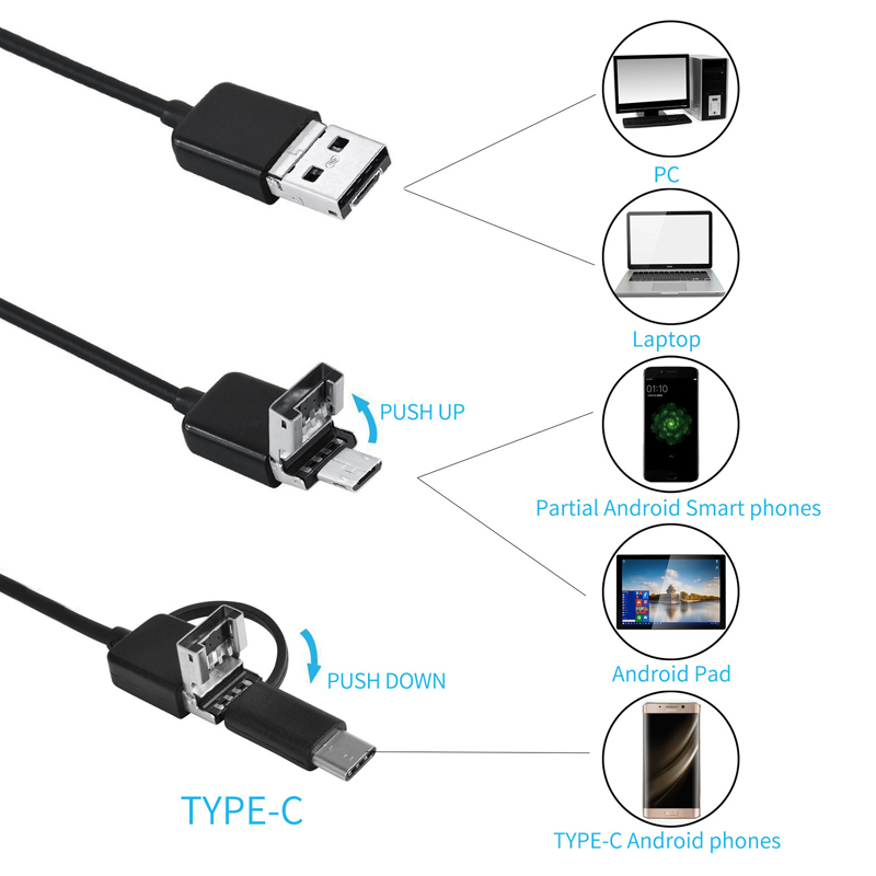 8mm endoscoopcamera 1200P HD USB-endoscoop met 8 LED 1/2/5/10M flexibele kabel Waterdichte inspectieborescoop voor Android PC