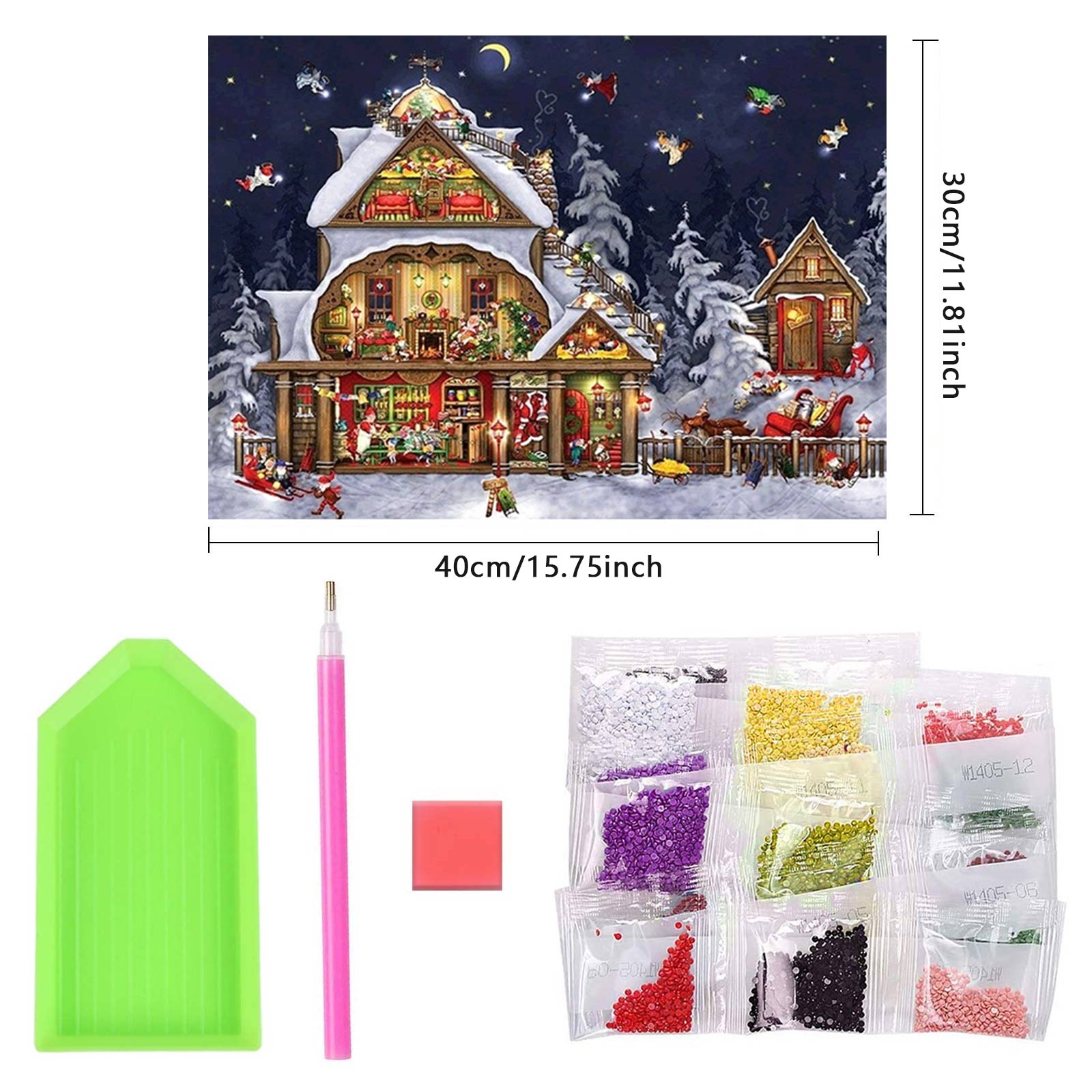 DIY 5D Diamond Painting Kit Christmas Rhinestone Embroidery Painting for Kids Adults Home Office Hotel Decor 12x16in