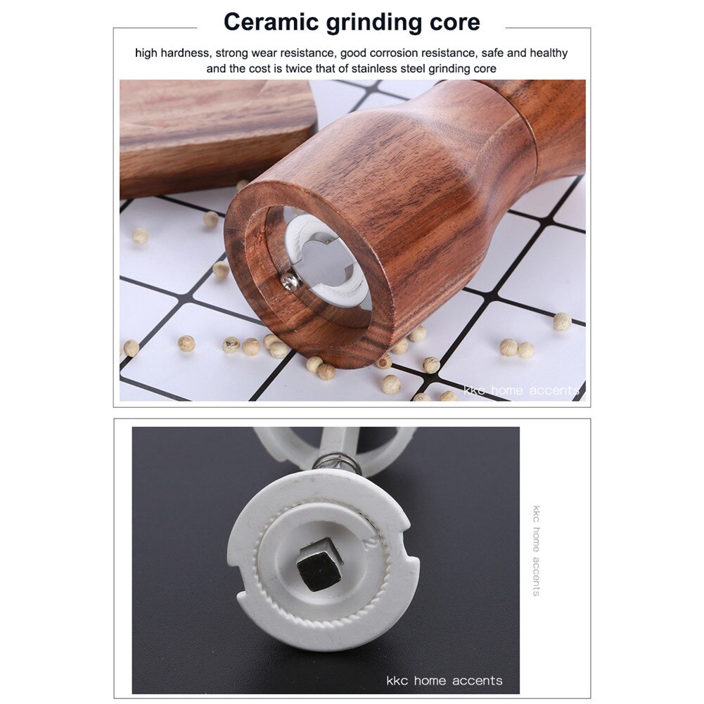 Wooden salt and pepper grinder adjustable wooden salt pepper grinder salt shaker kitchen tool