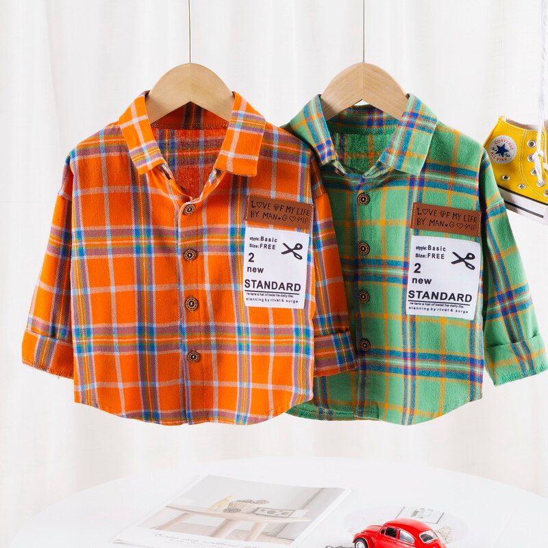 Baby Jungen Mädchen Frühling Herbst Kariertes Hemd Kleinkind Baumwolle Langarm freundlicher lässig Hemden Spitzen freundlicher Drucken Kleidung
