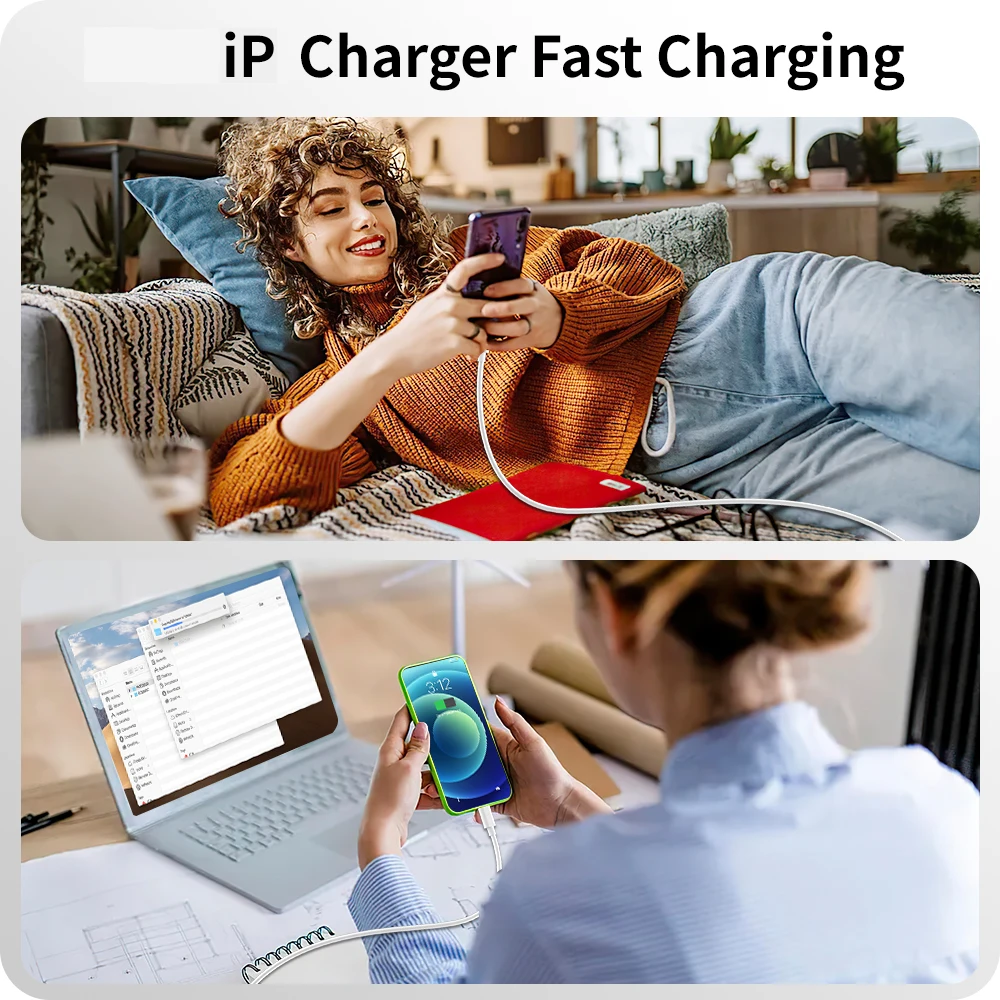 9 stk. 6ft hurtigopladnings-usb-kabler til iphone, lightning-kabel til iphone, hurtigopladningsopladerkabel, ledning kompatibel med iphone