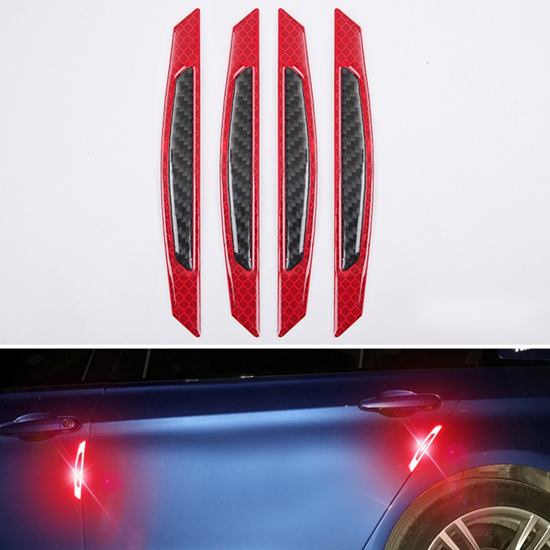 Parachoques rojo, pegatina reflectante, tira de Reflector de PC, accesorios de plástico, Kit de marcos de seguridad para coche