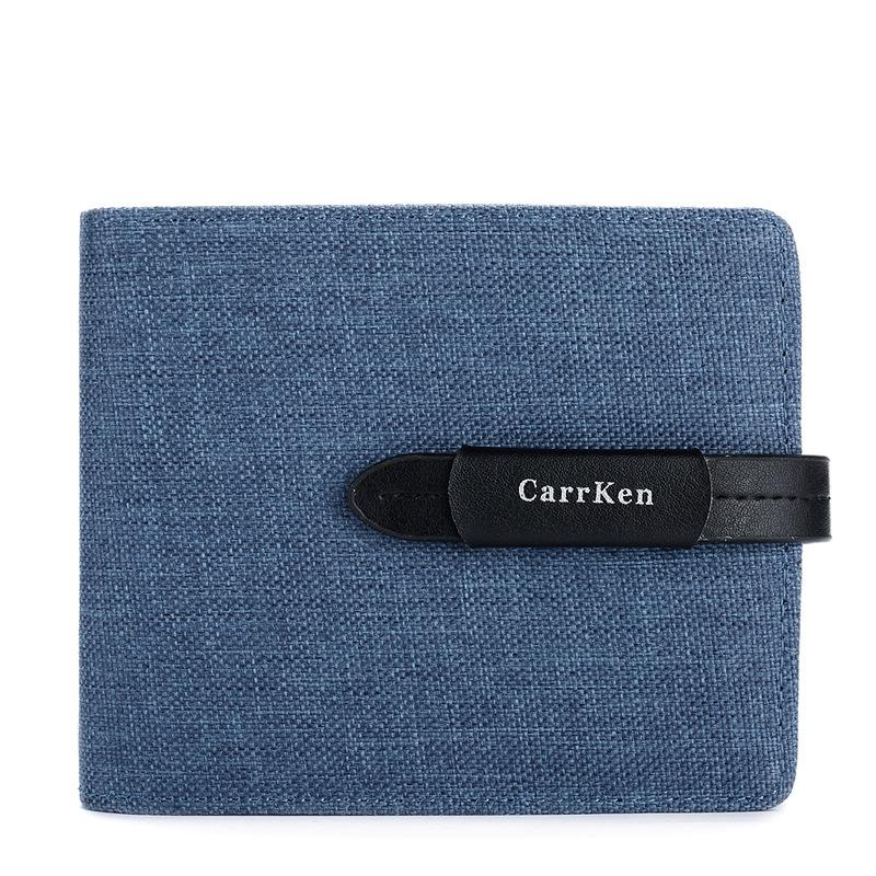 Men Wallets Small Wallet Men Coin Bag drawstring Short Male Wallet oxford fabric Card Holder Purse billetera hombre: Blue