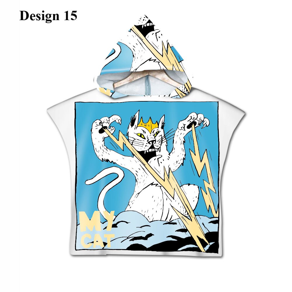 Gotisk cool halloween skræmmende kat skelet kranium baby børn børn hættehåndklæde pool bad strand poncho håndklæde kappe: Design 15