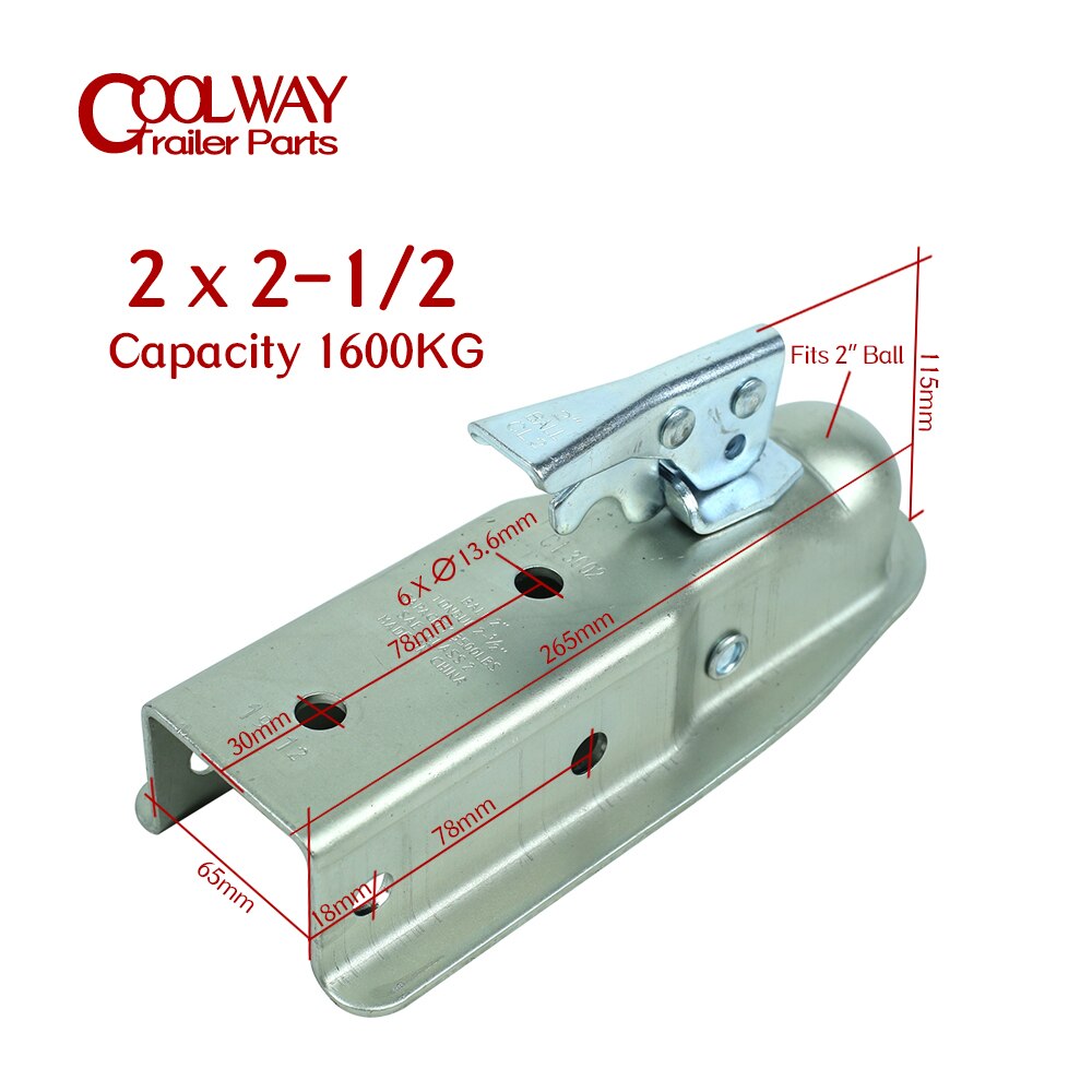 Trailer Coupler 2 X 2-1/2 Inch Ball Hitch Back Coupling Straight Tongue 2-1/2" RV Parts Camper Caravan Accessories