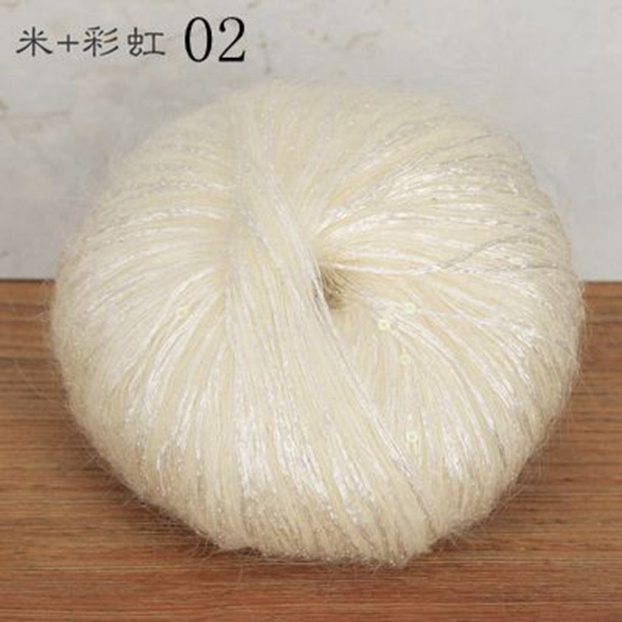 Blødt strikkegarn med pailletter til stof, farverigt tyndt hæklegarn, perlebesat pailletgarn, håndvævet uld med , 50g nøgler: Militærgrøn