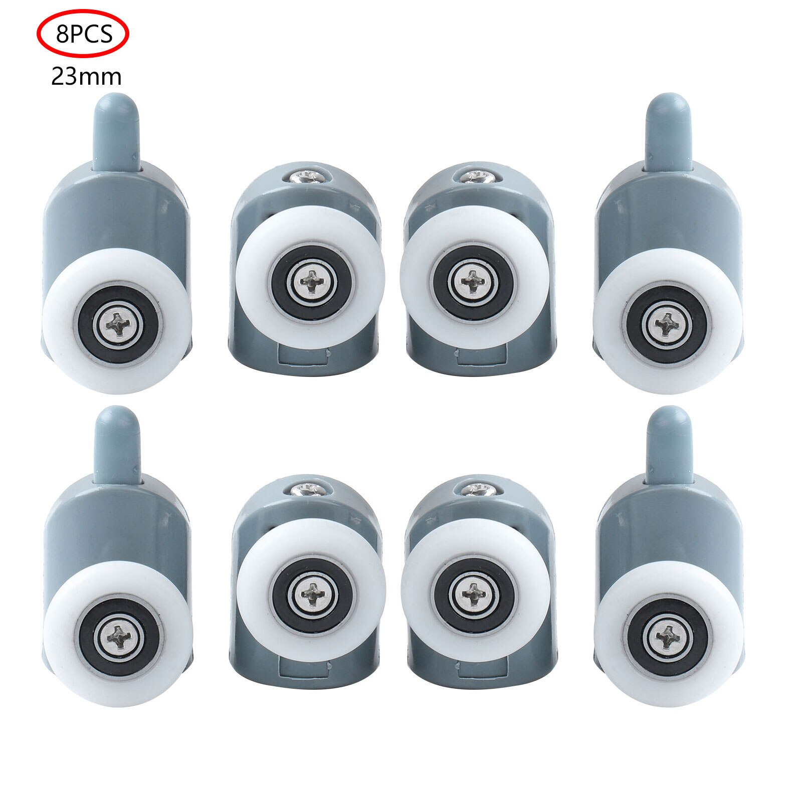 8 23/25MM Single Door Rollers Kit Kitchen Bathroom Glass Doors Slide Wheels Hooks Runners Wheels Pulleys for Sliding Shower Door: White Blue 23MM