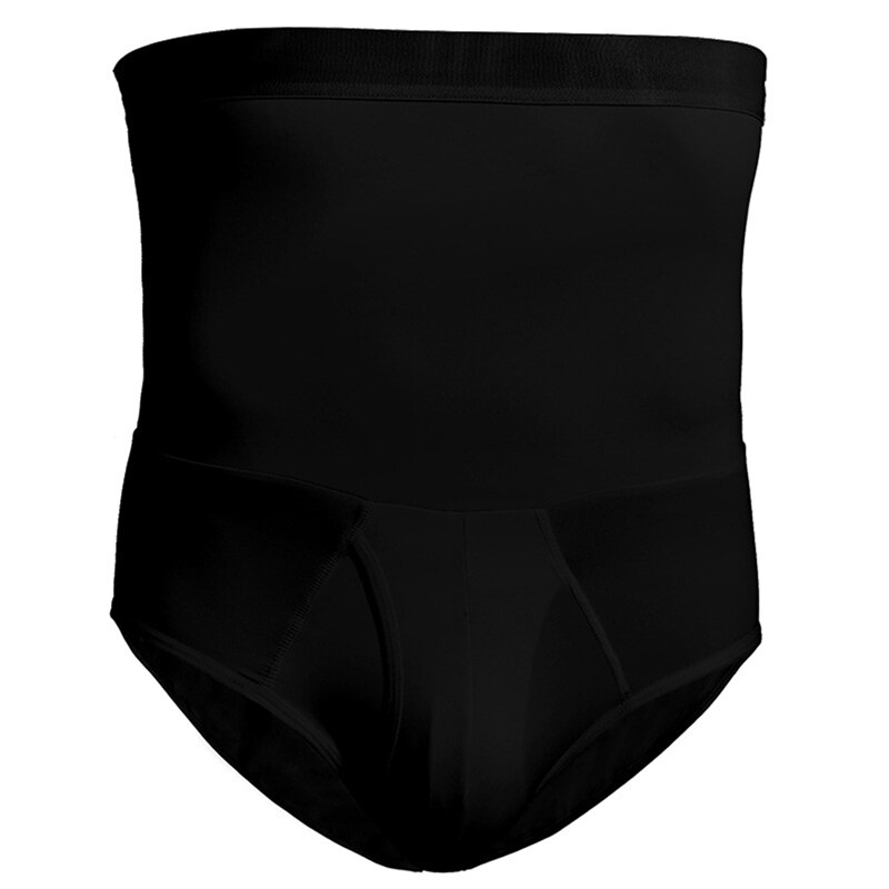 Men Body Shaper Waist Trainer Slimming Shorts High Waist Shapewear Modeling Panties Boxer Briefs Stretch Underwear: Black / M