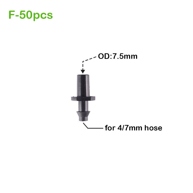 50pcs Garden Irrigation Connectors Barbed Single Double Tee Elbow Drip Arrow Cross Coupling Watering Fitting For 4/7mm Hose: F