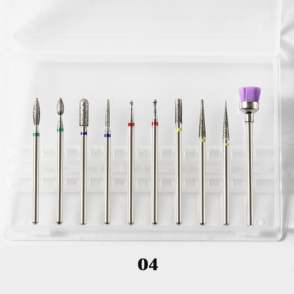 10Pcs/box Nail Drill Bits Electric Cuticle Clean Rotary For Manicure Pedicure Tungsten alloy Grinding Head Sander Tool: Drill-WG02-10Pcs-ZH4