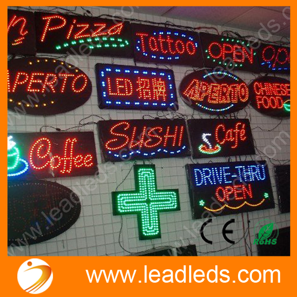 19INCH Ultra Bright Animated Led Neon Light Business OPEN Sign Green/Blue/Red Flicker +On/Off Switch Bright Light Neon
