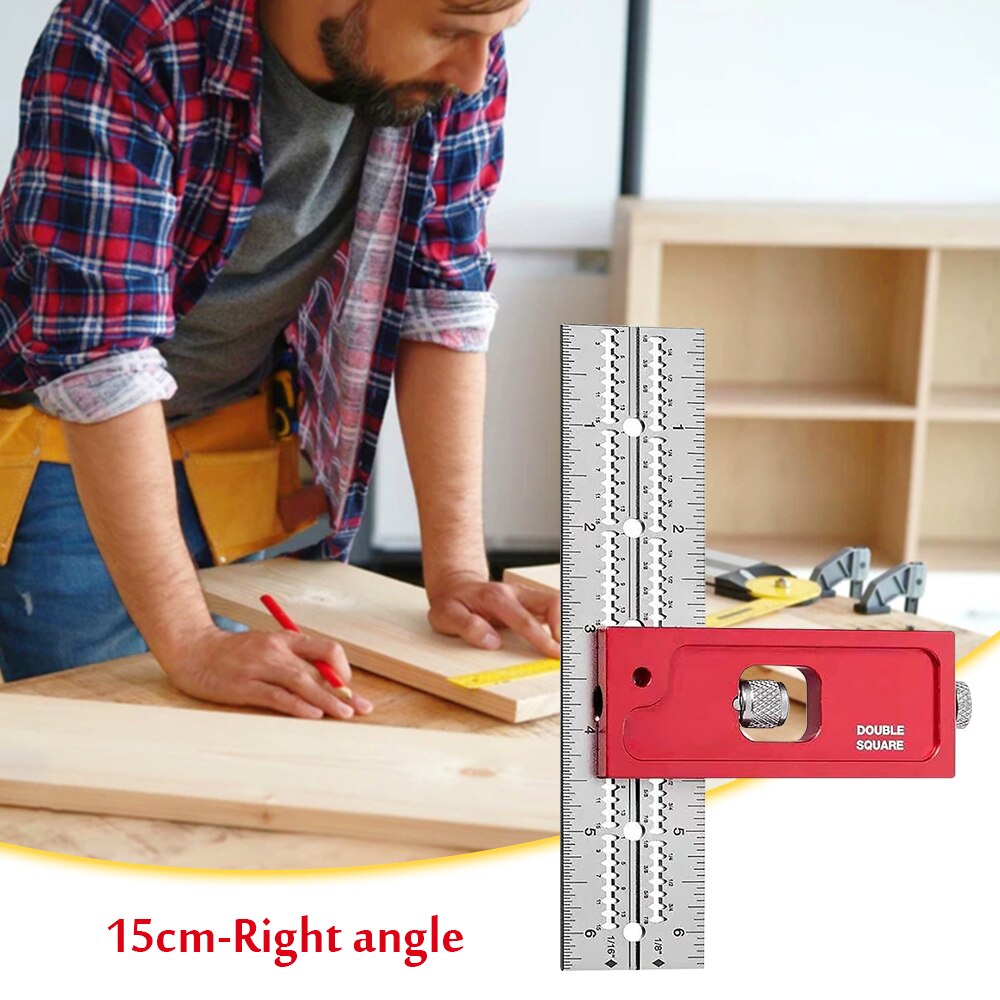 Stainless steel adjustable combination square ruler, woodworking corner high-precision woodworking angle measurement tool.: 15
