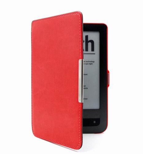 Gligle Tablet leather case cover voor Pocketbook Touch/Touch lux 622/623 Ereader shell 50 stks/partij: Rood