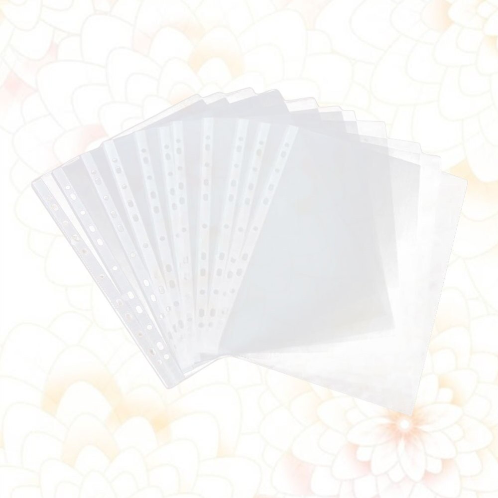 100pcs Sheet Protectors Clear A4 11 Hole Paper Cover Loose Leaf Protector Paper File Protect Bag (Thicker 6C for Universa