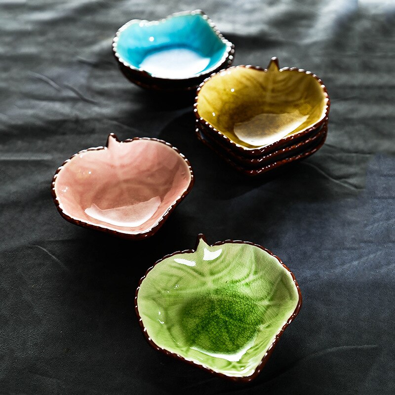 Lite blad form keramisk matte tallerken smaksatt tallerken kjøkken krydder retter isdelt glasur saus eddik servise